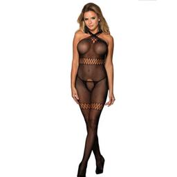 Obsenza - Sublime Bodystocking Réseillé avec Bretelles Croisées Noir - TU - Image 1