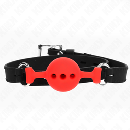 Obsenza - Mordaça Completa de Silicone Ajustável 55x2cm com Bola 4cm Tamanho S - Vermelho - Image 1