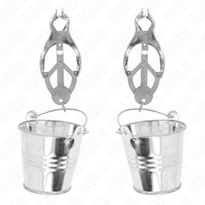 Obsenza - Pinze per Capezzoli Trifoglio Giapponese con Secchielli Argento KINK - Image 1