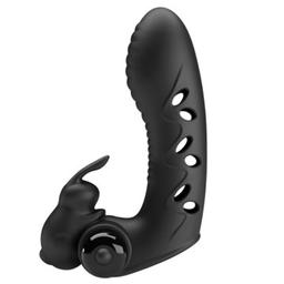 Obsenza - Pretty Love Vance Black Rabbit Vibrator Finger Cover for Enhanced Pleasure - Black - Image 1