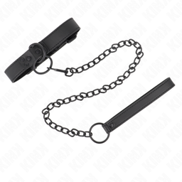 Obsenza - KINK Halsband mit Dunkler Leine, Verstellbar 37-54 cm, 3 cm - Schwarz - Image 1