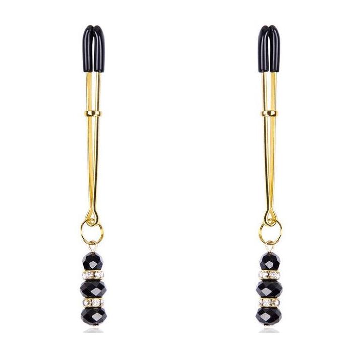 Obsenza - OHMAMA Goldene Nippelklemmen mit Juwelenanhänger für Fetisch & Erotik - Image 1