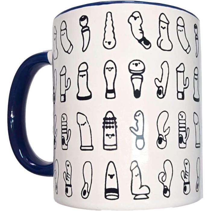 Obsenza - White vibrators mug with blue handle 370 ml - Image 1