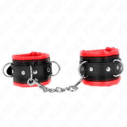Obsenza - Muñequeras Heavy Estilo BDSM Ajustables con Forro Rojo 20-30 cm x 6 cm - Rojo - Image 1