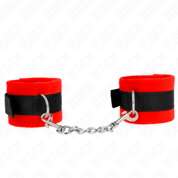 Obsenza - Beginner Fur Hand Cuffs Black-Red 30 x 7 cm by KINK - Red - Image 1