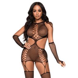 Obsenza - Vestido de Lingerie com Luvas e Detalhes em Rede Leg Avenue - OS - Image 1