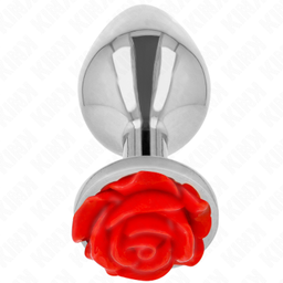 Obsenza - Plug Anal Rose Rouge Taille L – Élégance et Plaisir Sensoriel - Rouge - Image 1