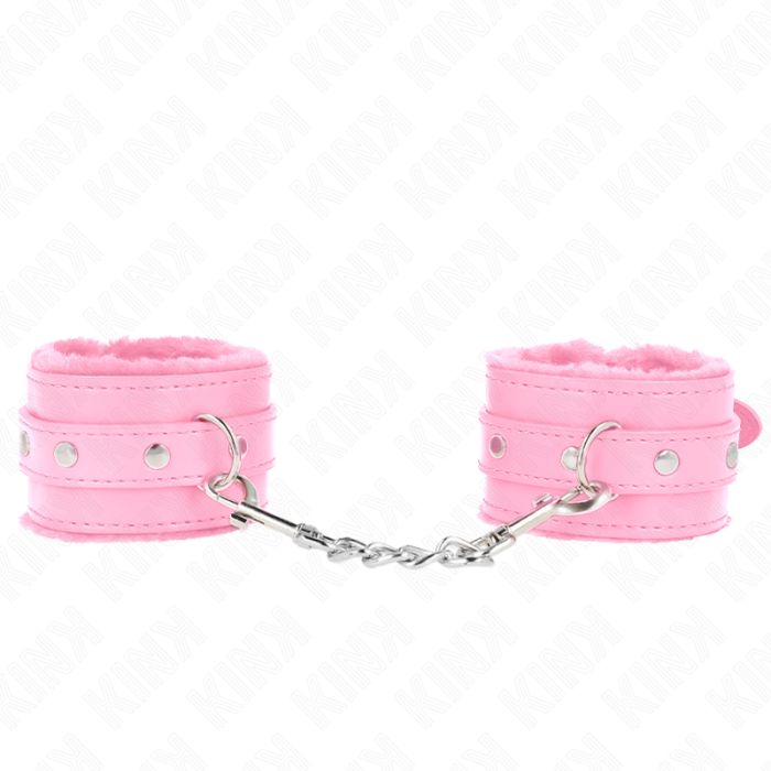 Obsenza - KINK Premium Fur-Lined Wrist Restraints with Adjustable Belt - Pink - Image 1
