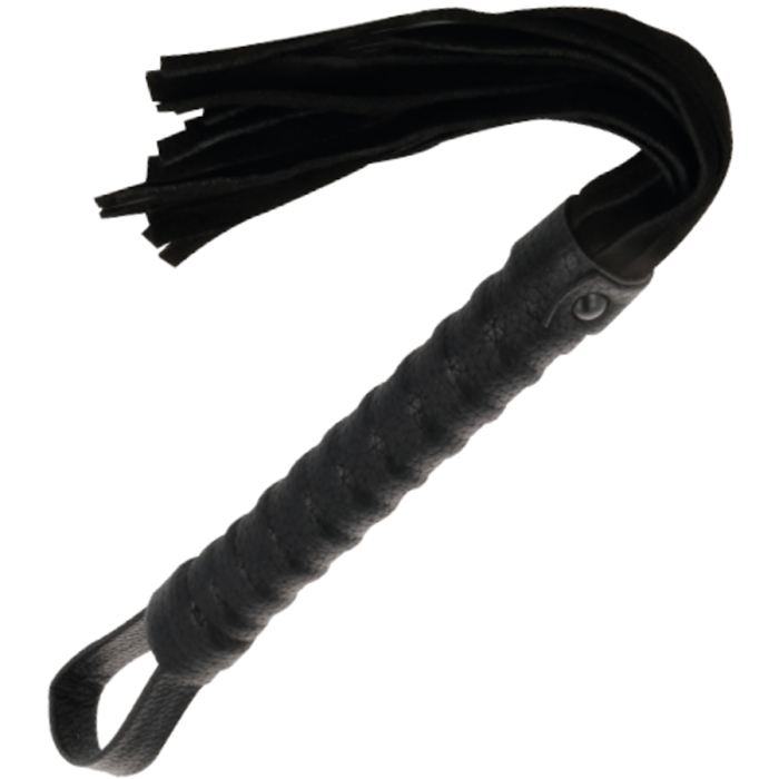 Obsenza - Darkness Bondage Whip with Leather Handle for BDSM Play - Black - Image 1