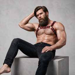 Obsenza - Fetish Submissive Brustharnisch aus Ökoleder für Herren Schwarz/Rot - OS - Image 1