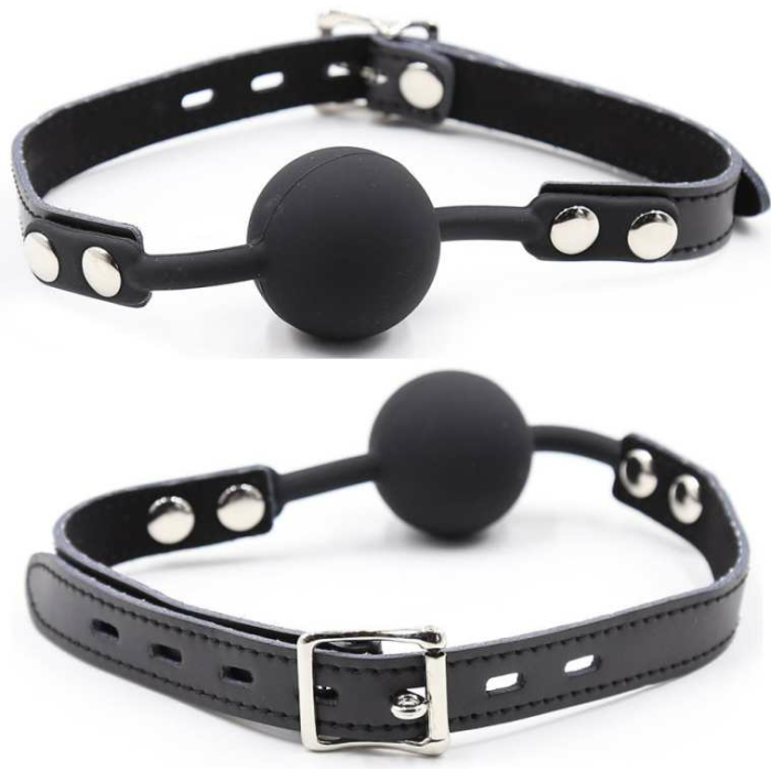 Obsenza - Ball gag in silicone con cintura in pelle (lucchetto incluso) - Image 1