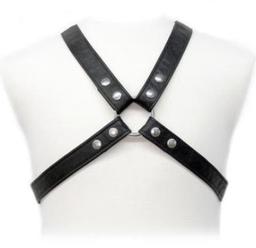 Obsenza - Premium Leather BDSM Harness with Adjustable Cross Straps for Men - OS - Image 1