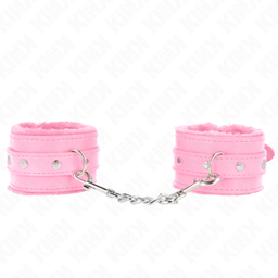 Obsenza - KINK Premium Fur-Lined Wrist Restraints with Adjustable Belt - Pink - Image 1