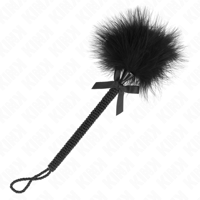 Obsenza - Nylon Rope Wand with Tickle Feathers and Black Bow 25 cm by KINK - Black - Image 1