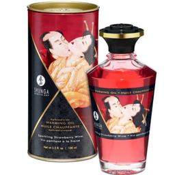 Obsenza - Shunga Strawberries and Cava Heat Effect Massage Oil for Sensual Pleasure - 100ml - Image 1