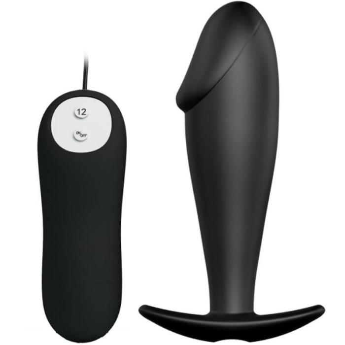 Obsenza - Plug Anale Vibrante in Silicone a Forma del Pene con 12 Modalità di Vibrazione - Nero - Image 1