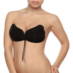 Obsenza - Soutien-Gorge Réutilisable en Dentelle Auto-adhésif Push-Up pour Tenues Sans Bretelles - Noir - Image 1