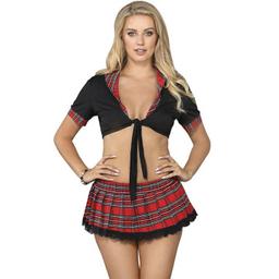 Obsenza - Sublime Sexy Schoolgirl Costume with Top for S/M - Black - Image 1