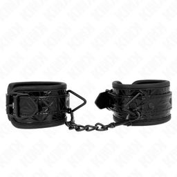 Obsenza - Muñequeras ajustables con patrón de diamantes negro para BDSM y control - Negro - Image 1