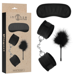Obsenza - Ensemble Playset Fétiche Érotique 2 Pièces avec Menottes, Masque et Tickler - Image 1
