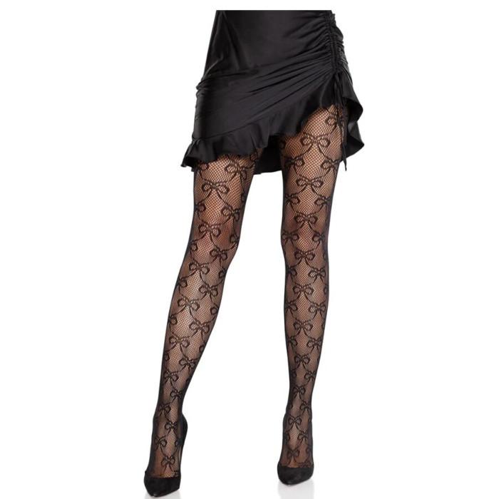 Obsenza - Collant a Rete Nero con Fiocco Leg Avenue per un Look Seducente - OS - Image 1