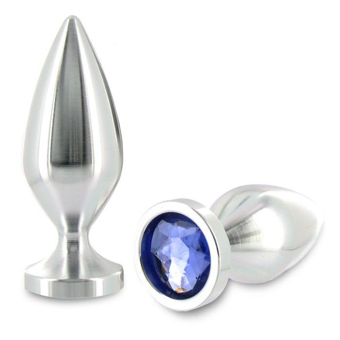 Obsenza - Plug Anal Médio Alumínio Cristal 8,89cm - Metal Hard - Azul - Image 1