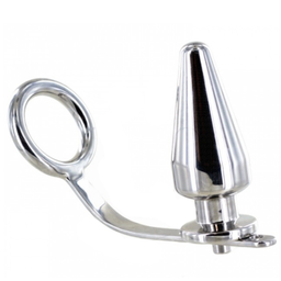 Obsenza - Steel Anal Plug with Cock and Testicle Ring for Enhanced Pleasure - Image 1