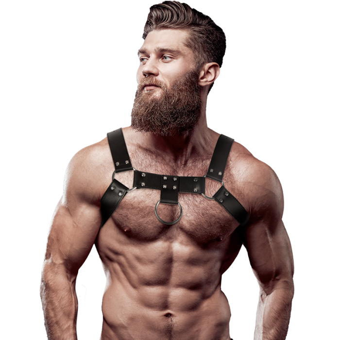 Obsenza - Men's Eco-Leather Front Chest Harness for Dominance and Style - OS - Image 1