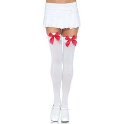 Obsenza - Elegant Nylon Thigh Highs with Bow by LEG AVENUE - OS - Image 1