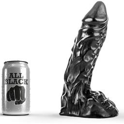 Obsenza - Dildo XXL 23 cm con Venature e Testicoli per Piacere Intenso - Nero - Image 1