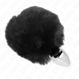 Obsenza - KINK Stainless Steel Anal Plug with Rabbit Tail 7x3 cm - Black - Image 1