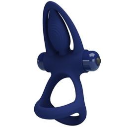 Obsenza - Anneau Double avec Vibration et Stimulateur pour Couples - PRETTY LOVE - Bleu - Image 1