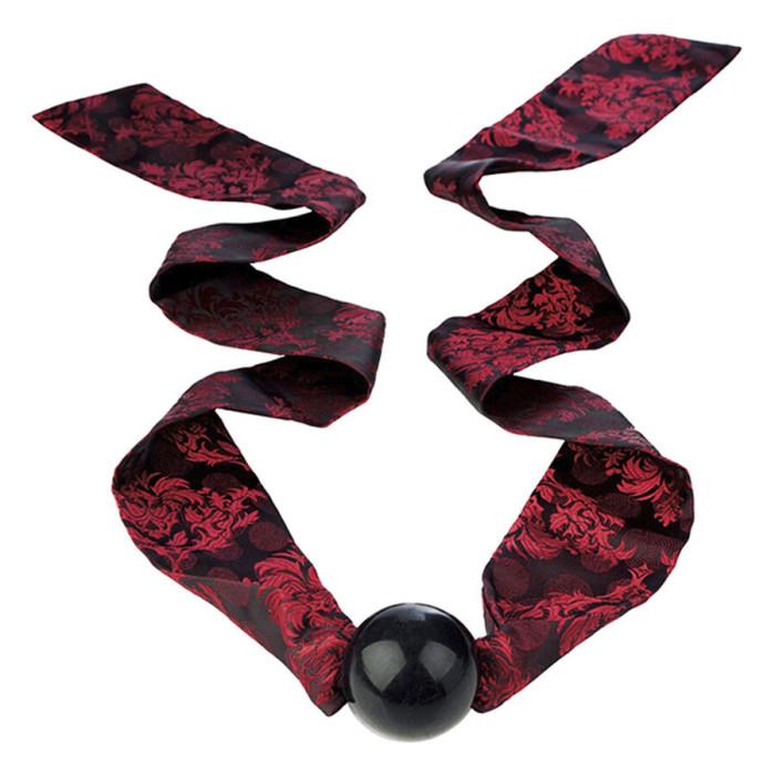 Obsenza - Scandal ball gag con fiocco nero/rosso - Image 1