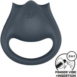 Obsenza - Satisfyer Perfect Pair 2: 2-in-1 Penis Ring and Finger Vibrator - Gray - Image 1