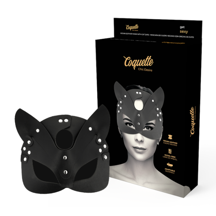 Obsenza - Elegant Vegan Leather Bunny Ears Mask for Seductive Play - OS - Image 1