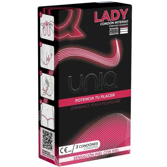 Obsenza - Uniq Lady Latexfreie Weibliche Kondome mit Strumpf-Gurt 3er Set - Image 1