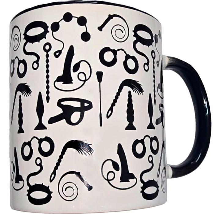 Obsenza - White bondage mug with black handle 370 ml - Image 1