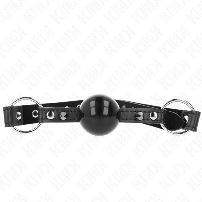 Obsenza - Ball Gag 4 cm con Rivetto Punta e Chiusura a Scatto 65x2 cm KINK - Nero - Image 1