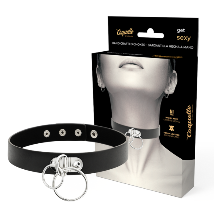 Obsenza - COQUETTE CHIC Desire Doppelring-Halsband aus Veganem Leder - OS - Image 1