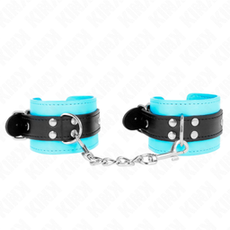 Obsenza - Bracelets Poignets à Crochet Doublés de Fourrure Ajustables 20-28 cm - Bleu Ciel - Image 1