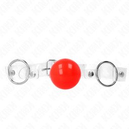 Obsenza - Mordaza de Bola Ajustable de PVC Transparente KINK de 4 cm - Rojo - Image 1