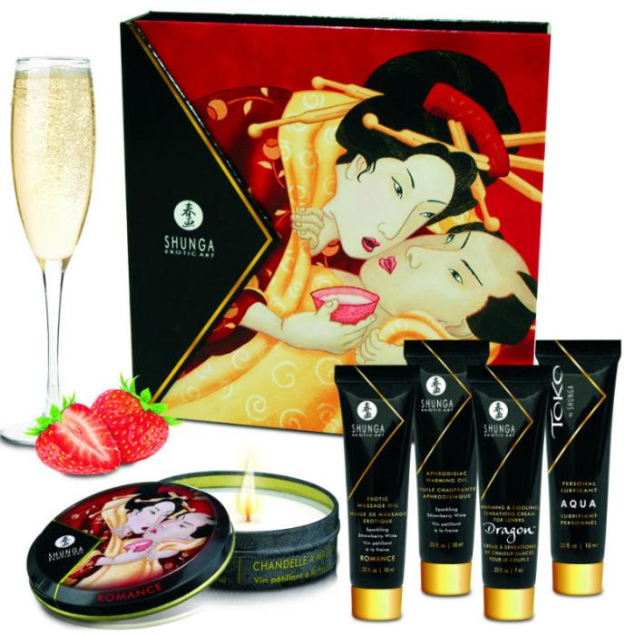 Obsenza - Kit Érotique Shunga Geisha Fraises et Cava – Voyage Sensuel - Image 1