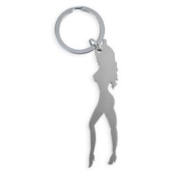 Obsenza - Llavero con silueta de mujer color plata con abridor de cerveza - Image 1