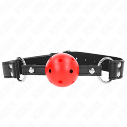 Obsenza - KINK Breathable 4cm Ball Gag with Double Rivet Leather Adjustable 42-58cm - Image 1