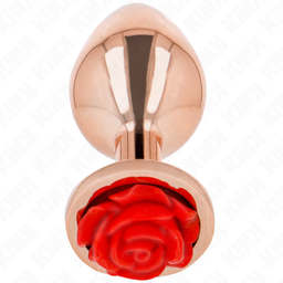 Obsenza - Rosa Goldener Analstecker mit Roter Rose für Elegantes Lustvergnügen - Rot - Image 1