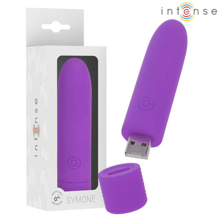 Obsenza - Vibromasseur Bullet Symone Rechargeable USB 8 Modes Violet 10x2,2 cm - Image 1