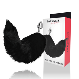 Obsenza - Darkness Silver Anal Plug with Furry Tail - 8 cm for Enhanced Play - Black - Image 1