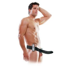 Obsenza - Vibrating Hollow Strap-On 19 cm for Ultimate Pleasure - Black - Image 1