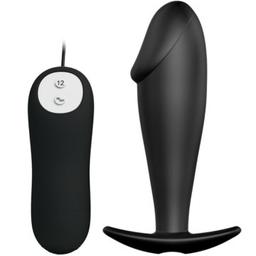 Obsenza - Pretty Love Silikon Anal Plug mit Penisform und 12 Vibrationsmodi - Schwarz - Image 1