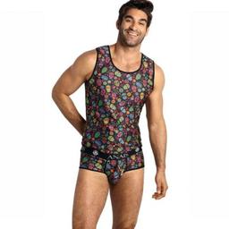Obsenza - Mexico Top S - Elegant Floral Skull Print Sleeveless Lingerie by ANAIS LUXURY LINGERIE - Image 1